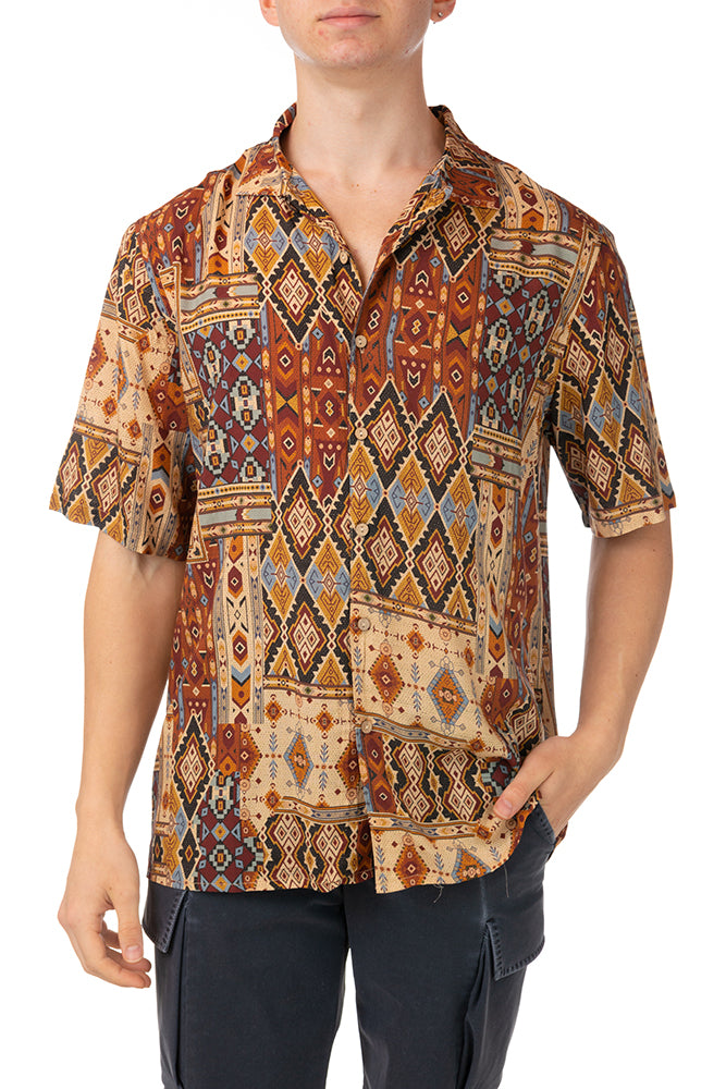 MAGLIA CAMICIA UOMO MARRONE BOOWLING UBUD TOOCO